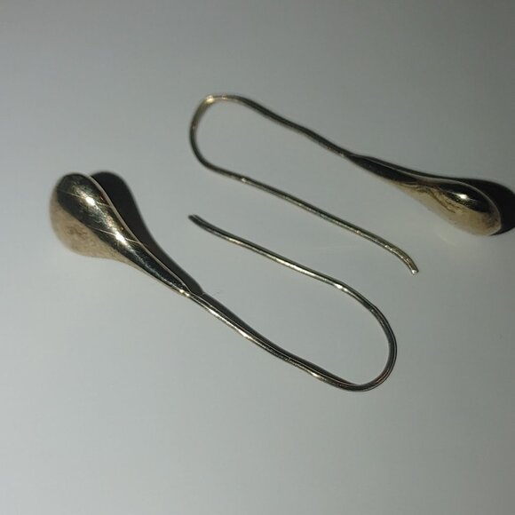 Teardrop Hook Earrings Long Sterling Silver Inch and Half Adjustable Bends - Picture 6 of 11